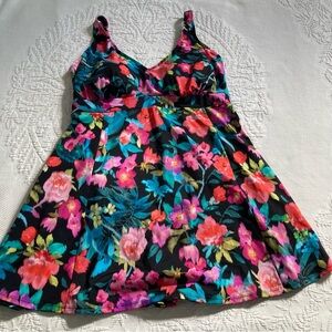 NWT Swim Solutions swimdress one piece swimsuit bust support tummy control 20W